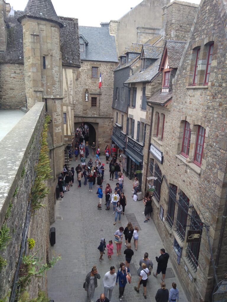 Mont. Saint-Michele is basically a single street that winds ever upward to the abby at the top.